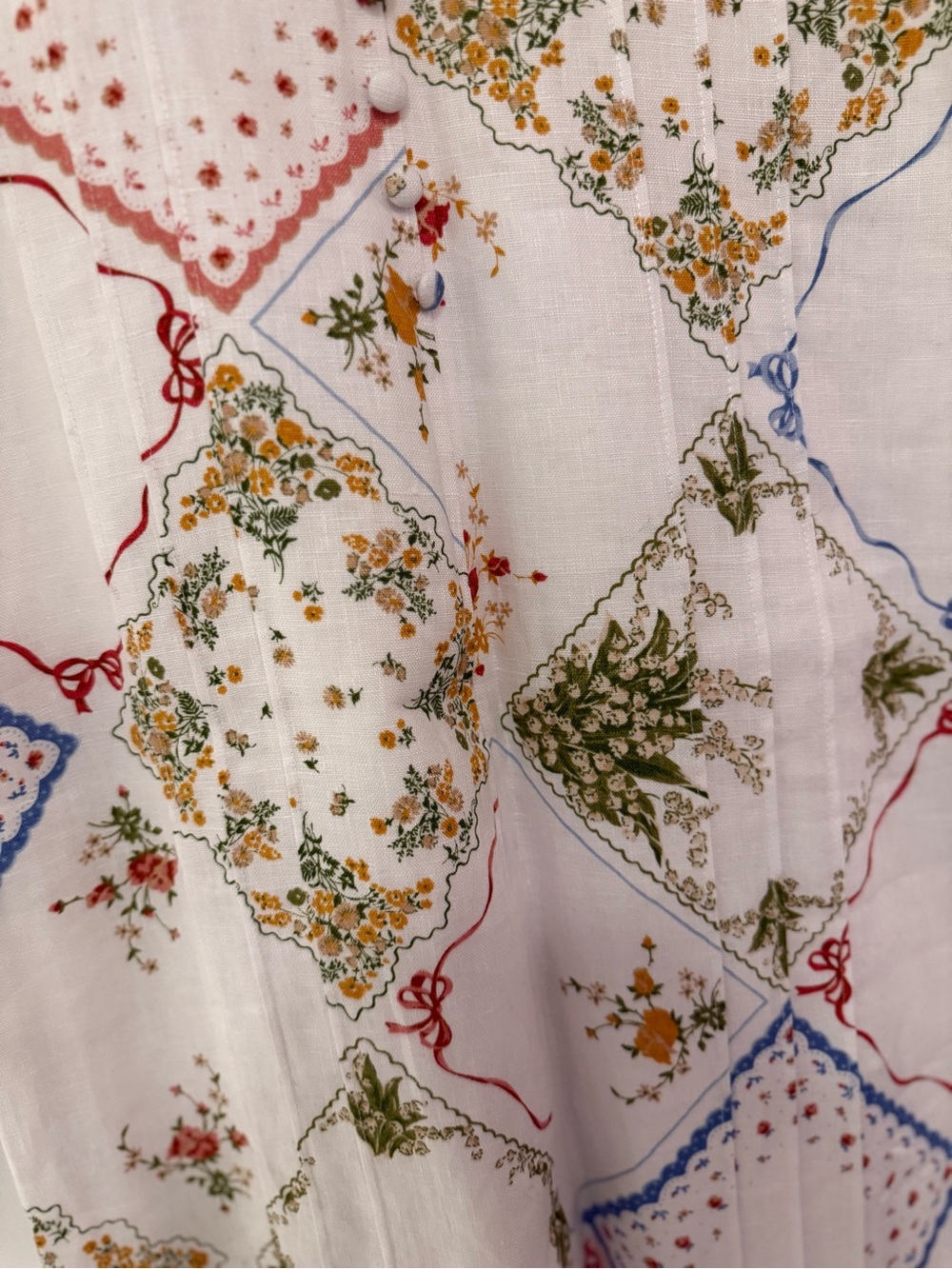 Reformation White Midi Dress with Red, Blue, Green Floral Patchwork - Picture 3 of 9